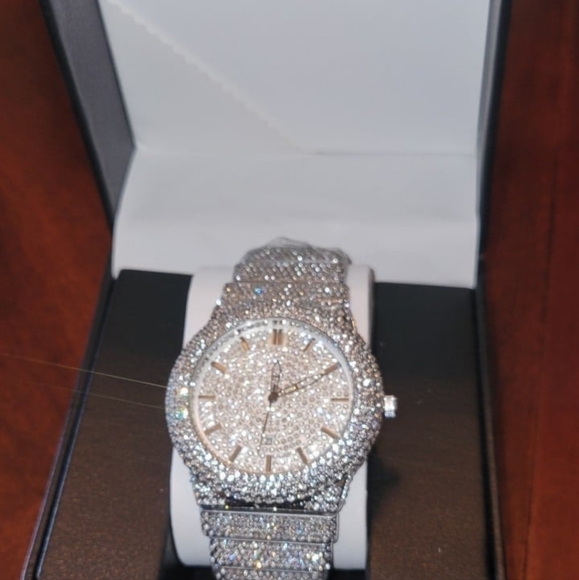 Mens Full Iced Out Hip Hop Bling Simulated Diamond Quartz Watch & Iced C… - Picture 6 of 6